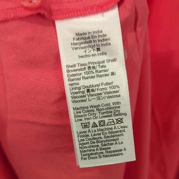 J Crew Hyacinth V-neck Dress Ramie Coral Pink size XL - Picture 6 of 11